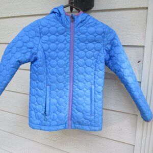 Lands End Girls Large 6X Blue Puffer Zip Up Jacket Hooded